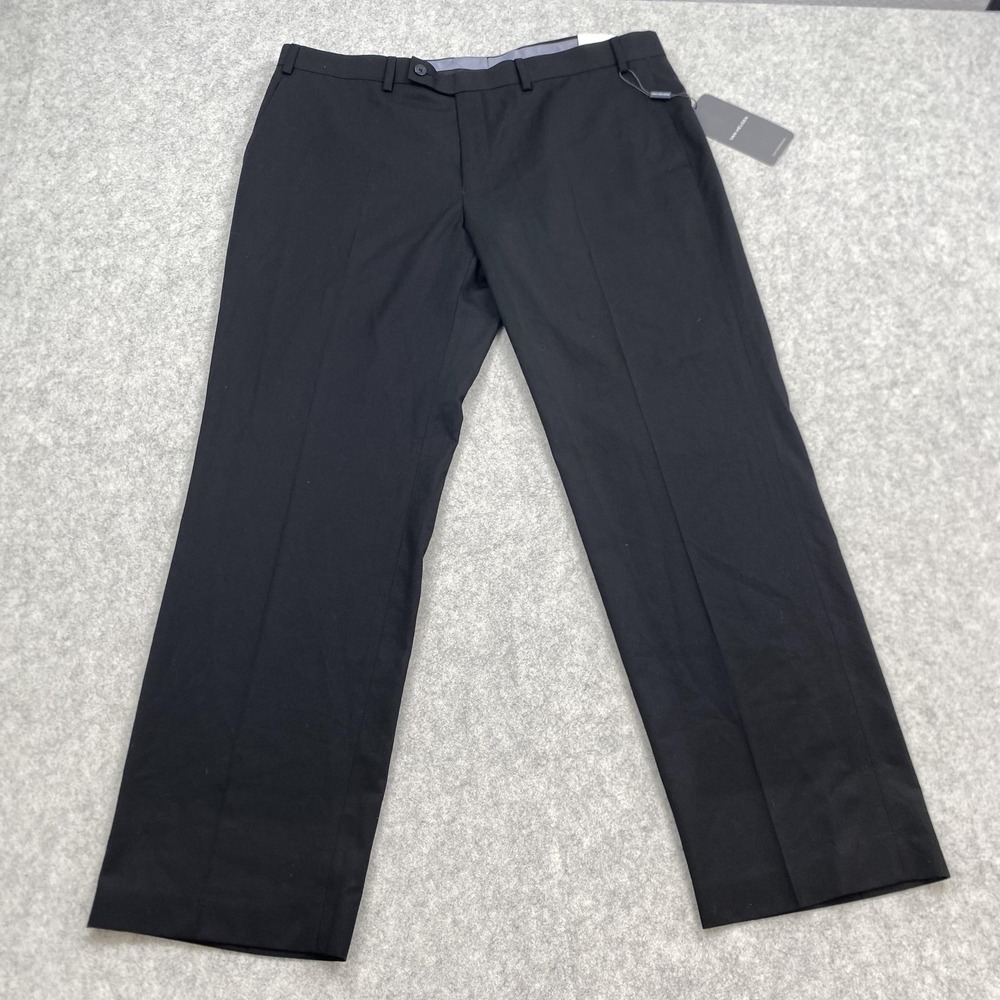 Van Heusen Pants Mens 40x30 (38x29) Black Classic Fit Dress Slacks Flat Front